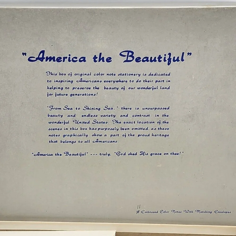 Vintage America The Beautiful 10 Embossed Color Photo Blank Note Cards Envelopes